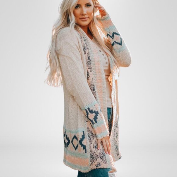 NWT - Aztec Print Open Front Cardigan - Picture 4 of 5